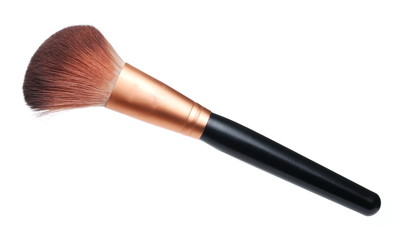 Makeup brush for applying face powder isolated on white background with clipping path