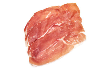 Prosciutto meat, Traditional smoked jamon, isolated on white background