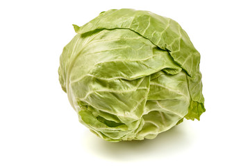 Green cabbage, isolated on white background