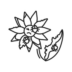 Pests and diseases in flower black line icon. Bacterias that destroy and kill the plant. Pictogram for web page, mobile app, promo. UI UX GUI design element. Editable stroke.