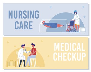 Fototapeta premium Nurse with Wheelchair Doctor Examining Man Patient