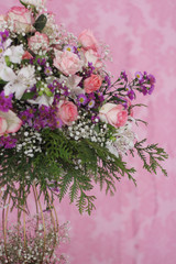 Wedding decoration with flowers and objects