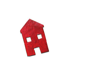 small red house isolated on white background, sell house business concept