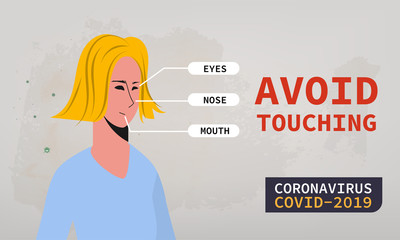 Coronavirus protection by avoid touching eyes, nose, mouth. Fight to covid-19.