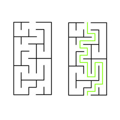 5x10 rectangular vector maze with solution