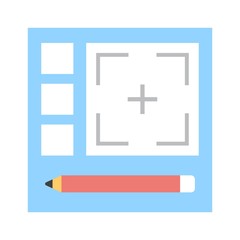 Obraz premium Photo editor icon in flat style. Image editing dashboard sign.