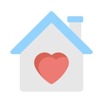House with heart sign. Favorite home symbol. Family love sign. Flat icon design for perfect web and mobile app UI concept.