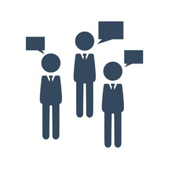 Talking people icon. Team members with speech bubbles sign. Flat business meeting icon design for perfect web and mobile concept.