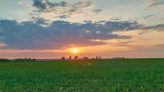 Sun with Clouds sunrise timelapse in Lower Saxony. Germany.