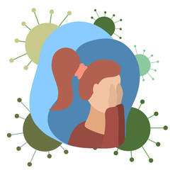 People afraid to get infected of a coronavirus, COVID-19, 2019-ncov. Symptoms of infection and disease in humans. Wuhan corona virus illustration. Vector flat cartoon illustration.
