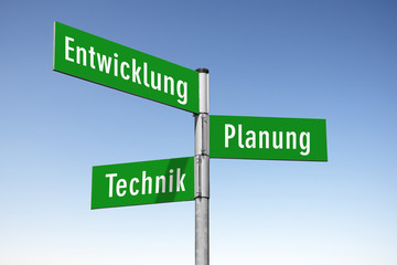 Fototapeta premium Wegweiser, Entwicklung, Planung, Technik
