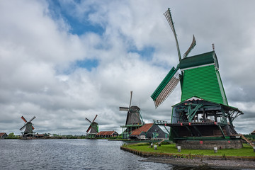 Beautiful windmills in Dutch landscape