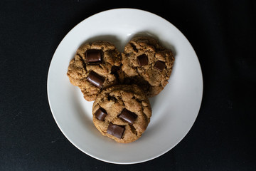 healthy paleo grain free chocolate chip cookies on a plate