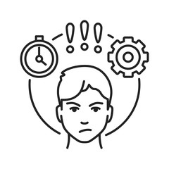 Anger management black line icon. Process of learning to recognize signs that person is becoming angry. Pictogram for web page, mobile app, promo. UI UX GUI design element. Editable stroke