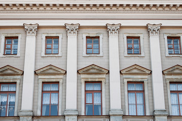 Facade of a beautiful old european building. Beautiful architecture.