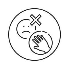 Do not hold the evil black line icon. Try not to hold negative inside. Do not not hold grudges. Pictogram for web page, mobile app, promo. UI UX GUI design element. Editable stroke