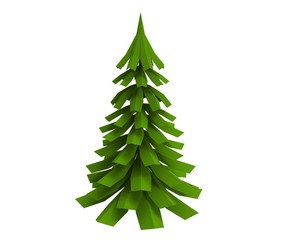 3d illustration of the low poly art pine tree
