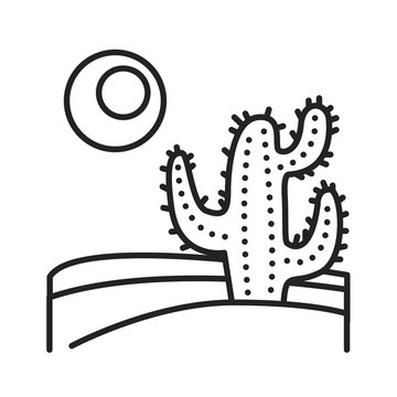 recommend clip art: Cactus desert black line icon. Type of cacti. Grow in extremely dry environments. Pictogram for web page, mobile app, promo. UI UX GUI design element