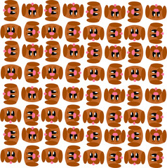 happy dog face cartoon drawing pattern on white background