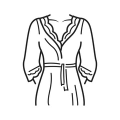 Bathrobe lingerie black line icon. Dressing gown. Housecoat or morning gown is a robe, a loose-fitting outer garment. Pictogram for web page, mobile app, promo. Editable stroke