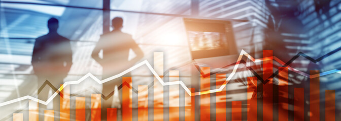 Fototapeta premium Orange trading charts. Stock exchange concept.