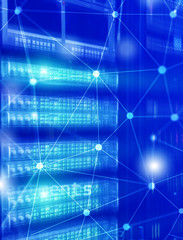 Universal computer vertical Format background. Abstract structure on modern server room background.