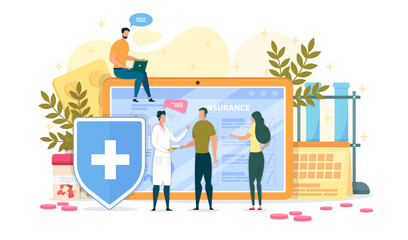 Health Insurance, Doctor Talk with Patients Flat.