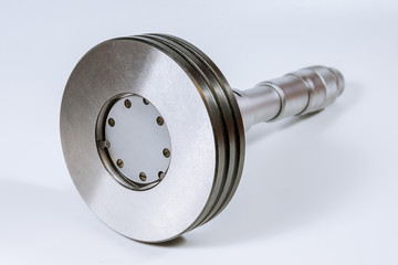 Mechanical Three-Point Internal Micrometer with Setting Ring on a white background.