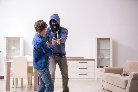 Child abduction concept with young boy