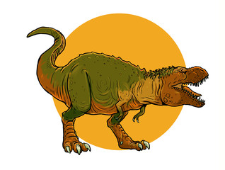 Carnivorous dinosaur - tyrannosaurus rex. Dino T-Rex isolated drawing.	
