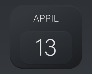 Design calendar 2021 year in trendy black style. Vector illustration symbol of a calendar.  Stylish black gradient. Daily sign of the calendar for web site design, logo, app, UI/UX. Spring April