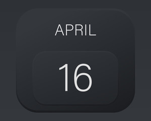 Design calendar 2021 year in trendy black style. Vector illustration symbol of a calendar.  Stylish black gradient. Daily sign of the calendar for web site design, logo, app, UI/UX. Spring April