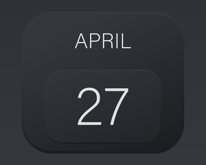 Design calendar 2021 year in trendy black style. Vector illustration symbol of a calendar.  Stylish black gradient. Daily sign of the calendar for web site design, logo, app, UI/UX. Spring April