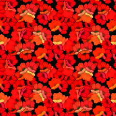 vector stock illustration, seamless pattern with poppies flowers in bright colors, wallpaper ornament, wrapping paper, background for design