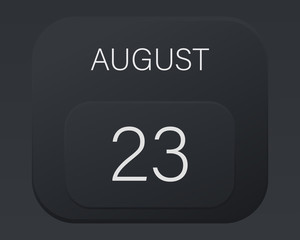 Design calendar 2021 year in trendy black style.Vector illustration symbol of a calendar. Stylish black gradient. Daily sign of the calendar for web site design, logo, app, UI/UX. Summer August