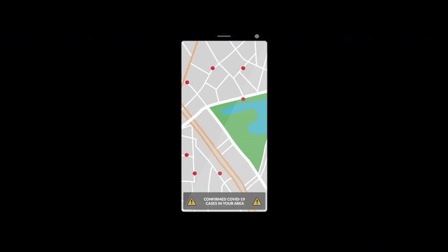 Coronavirus smartphone app animation with alpha