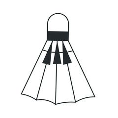 Vector badminton shuttlecock icon. Two-tone version on black and white background