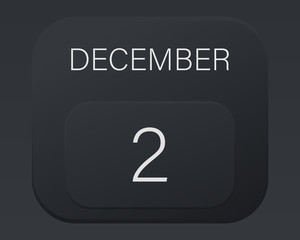 Design calendar 2021 year in trendy black style.Vector illustration symbol of a calendar.Stylish black gradient.Daily sign of the calendar for web site design,logo,app,UI/UX. Winter December