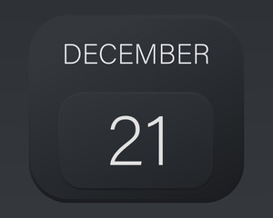 Design calendar 2021 year in trendy black style.Vector illustration symbol of a calendar.Stylish black gradient.Daily sign of the calendar for web site design,logo,app,UI/UX. Winter December