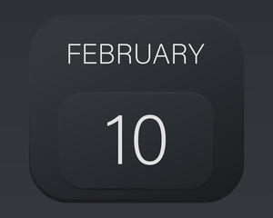 Design calendar 2021 year in trendy black style. Vector illustration symbol of a calendar.  Stylish black gradient. Daily sign of the calender for web site design, logo, app, UI/UX. Winter February