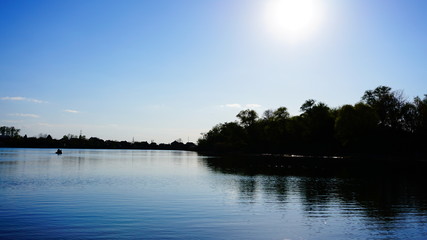 Nature near lake at Kuban River, russia