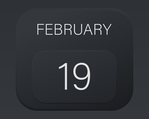 Design calendar 2021 year in trendy black style. Vector illustration symbol of a calendar.  Stylish black gradient. Daily sign of the calender for web site design, logo, app, UI/UX. Winter February