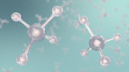 3D illustration molecular structure. Molecular chemistry, background with molecular element of the atom. Medical background. Genome at the molecular level