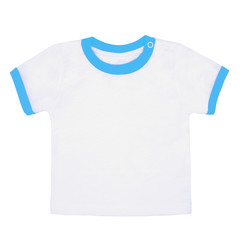 children's white t-shirt with a blue fringe isolated on white background