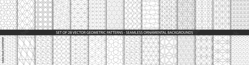 Poster collection of geometric seamless patterns. abstract geometric hexagonal textures. seamless vector mo