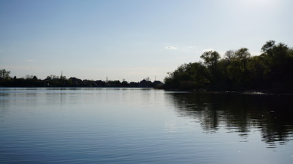 Nature near lake at Kuban River, russia