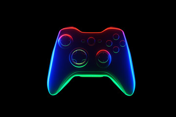 3d rendering, video game controller isolated black background, glass game controller © kiranprem