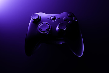 video game controller, 3d rendering, gray background, Xbox controller, white background, isolated game controller, blue and black © kiranprem