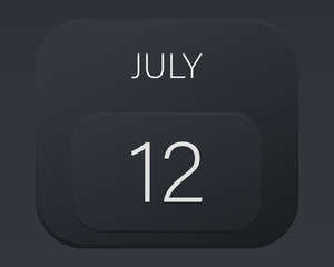 Design calendar 2021 year in trendy black style.Vector illustration symbol of a calendar. Stylish black gradient. Daily sign of the calendar for web site design, logo, app, UI/UX. Summer July