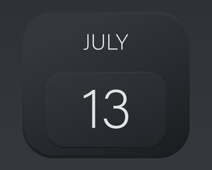 Fototapeta premium Design calendar 2021 year in trendy black style.Vector illustration symbol of a calendar. Stylish black gradient. Daily sign of the calendar for web site design, logo, app, UI/UX. Summer July